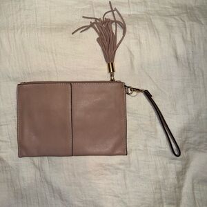 Elegant Tan Clutch with Tassel